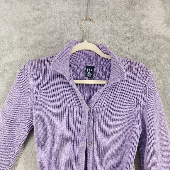 GAP Sweater Cardigan Size XXL(14-16) Button Closure Lavender Knit Fall Winter - Picture 2 of 12